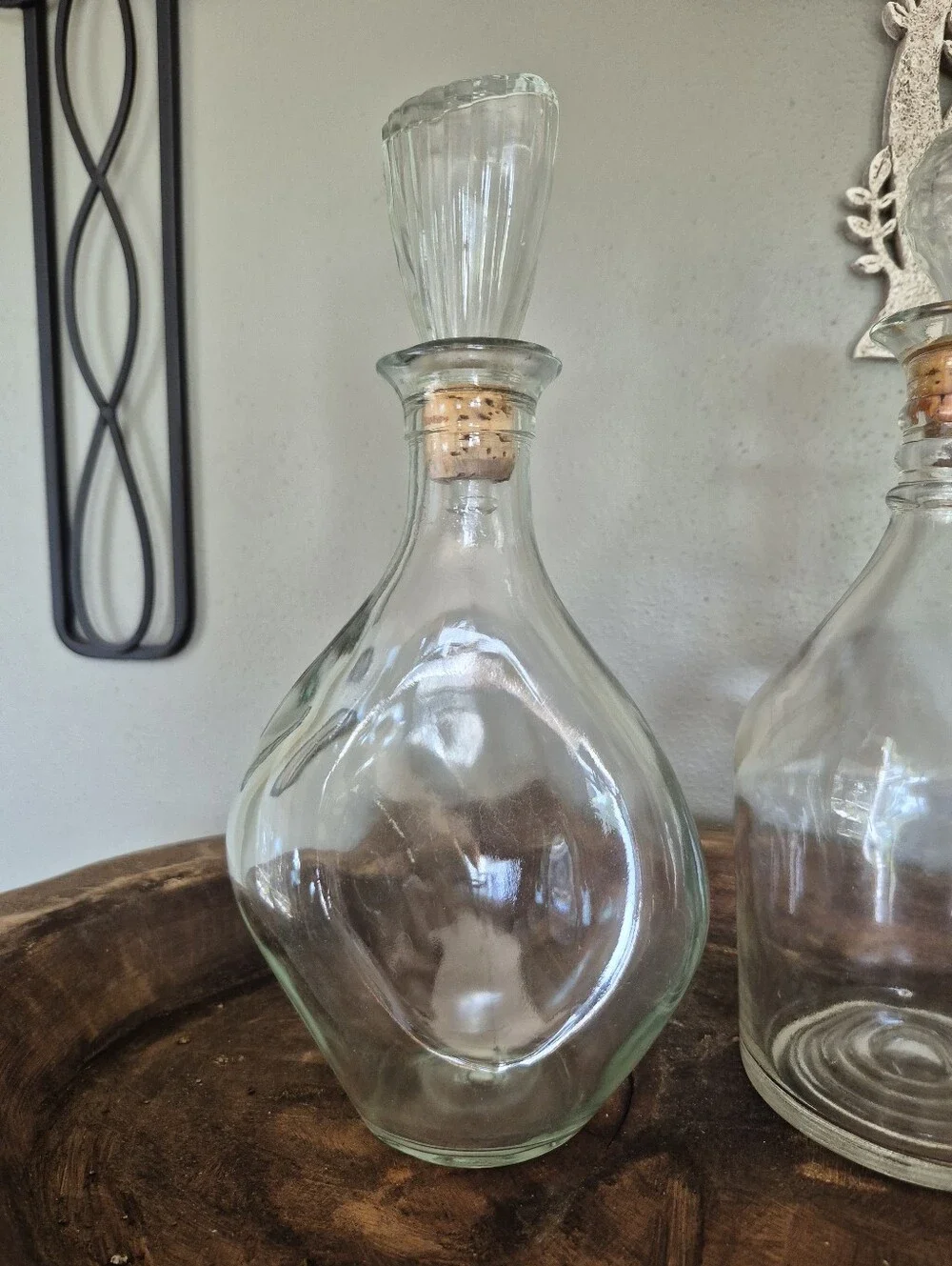 3 Vintage Clear Glass Decorative Decanter with Stopper - Clear